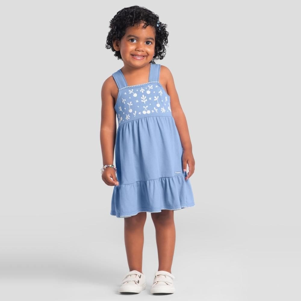 Vestido infantil menina com estampa floral Brandili