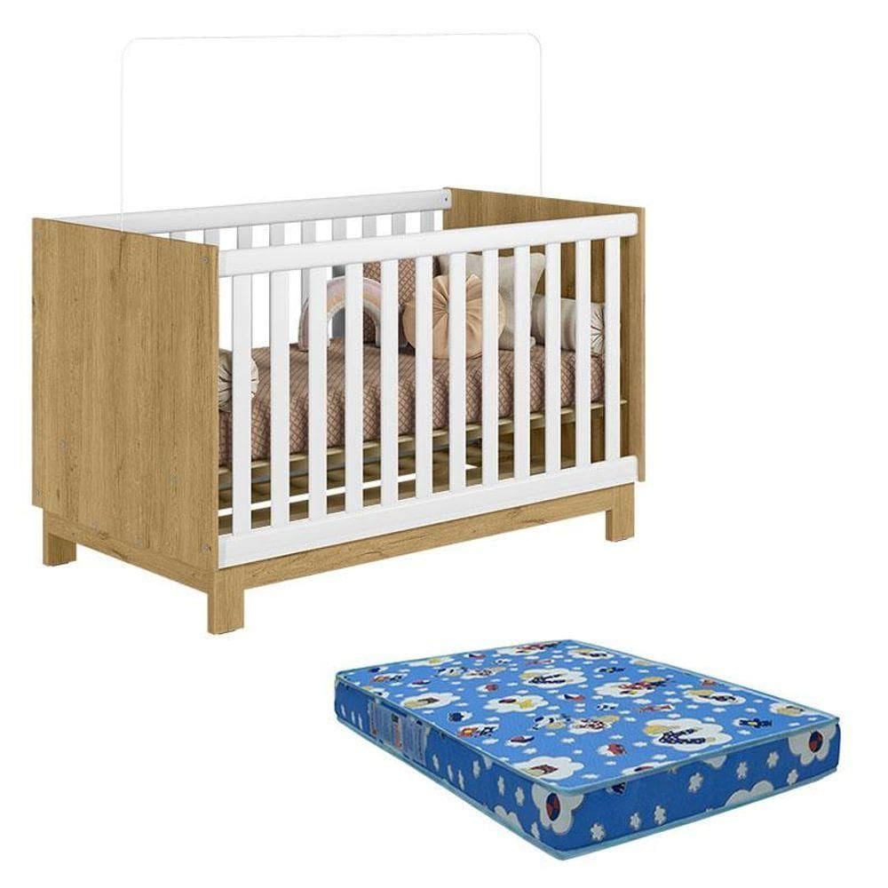 Berço Americano 4315 Q Encanto Slim Freijó Toq Branco Acetinado Com Colchão Ortobom - Qmovi