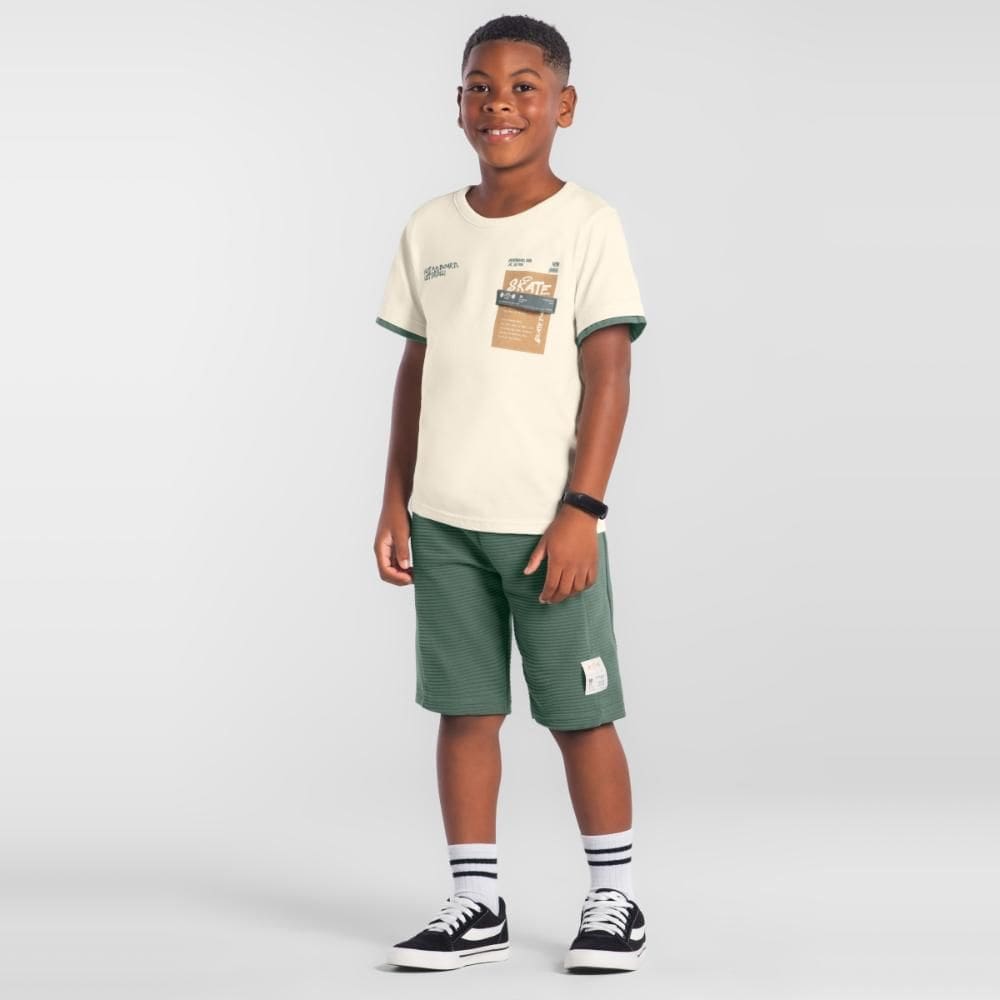 Conjunto infantil menino em malha de skate Brandili