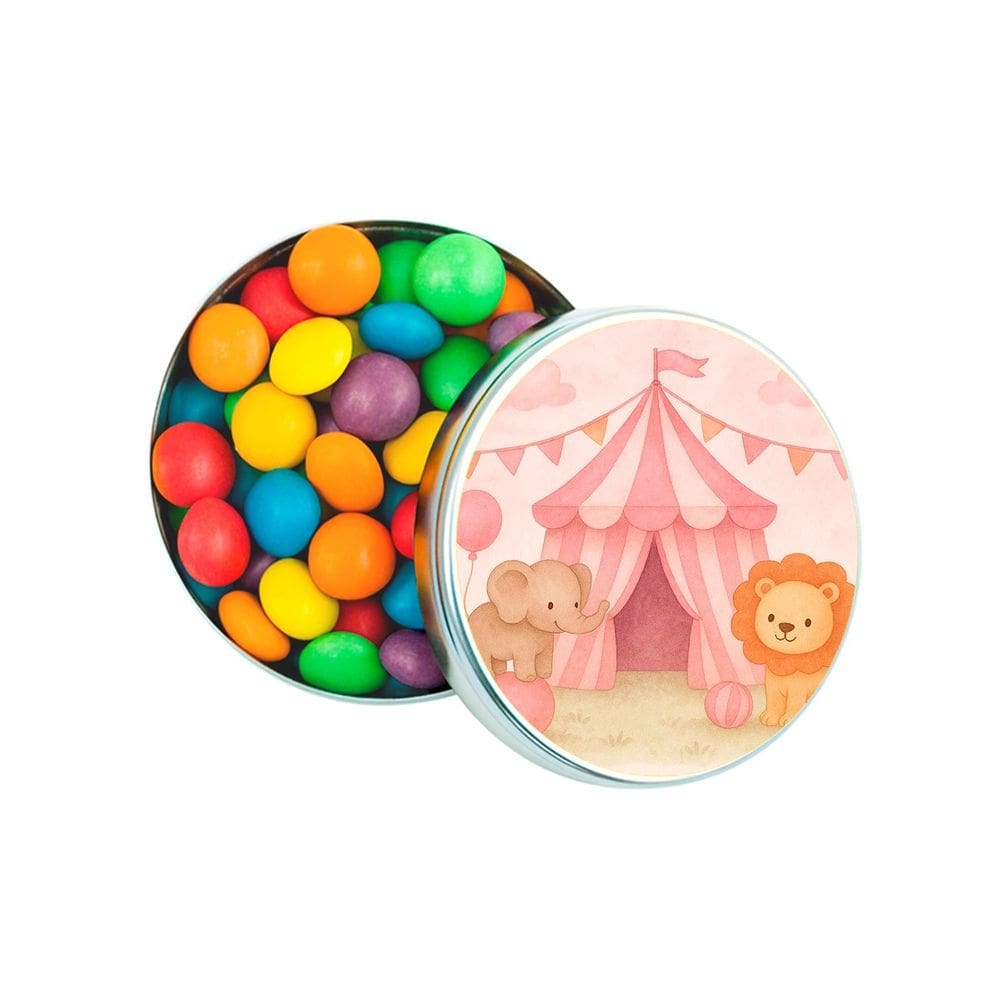 Latinha Lembrancinha Personalizada Circo Rosa Aquarela