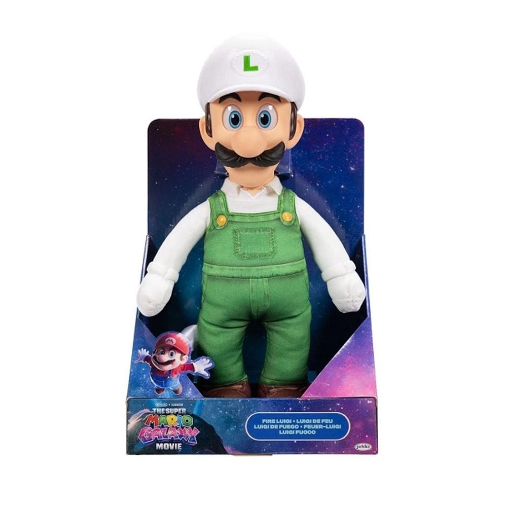 Super Mario Galaxy Filme – Boneco Pelúcia Premium Luigi De Fogo de 35 Cm Aticulada - Sunny