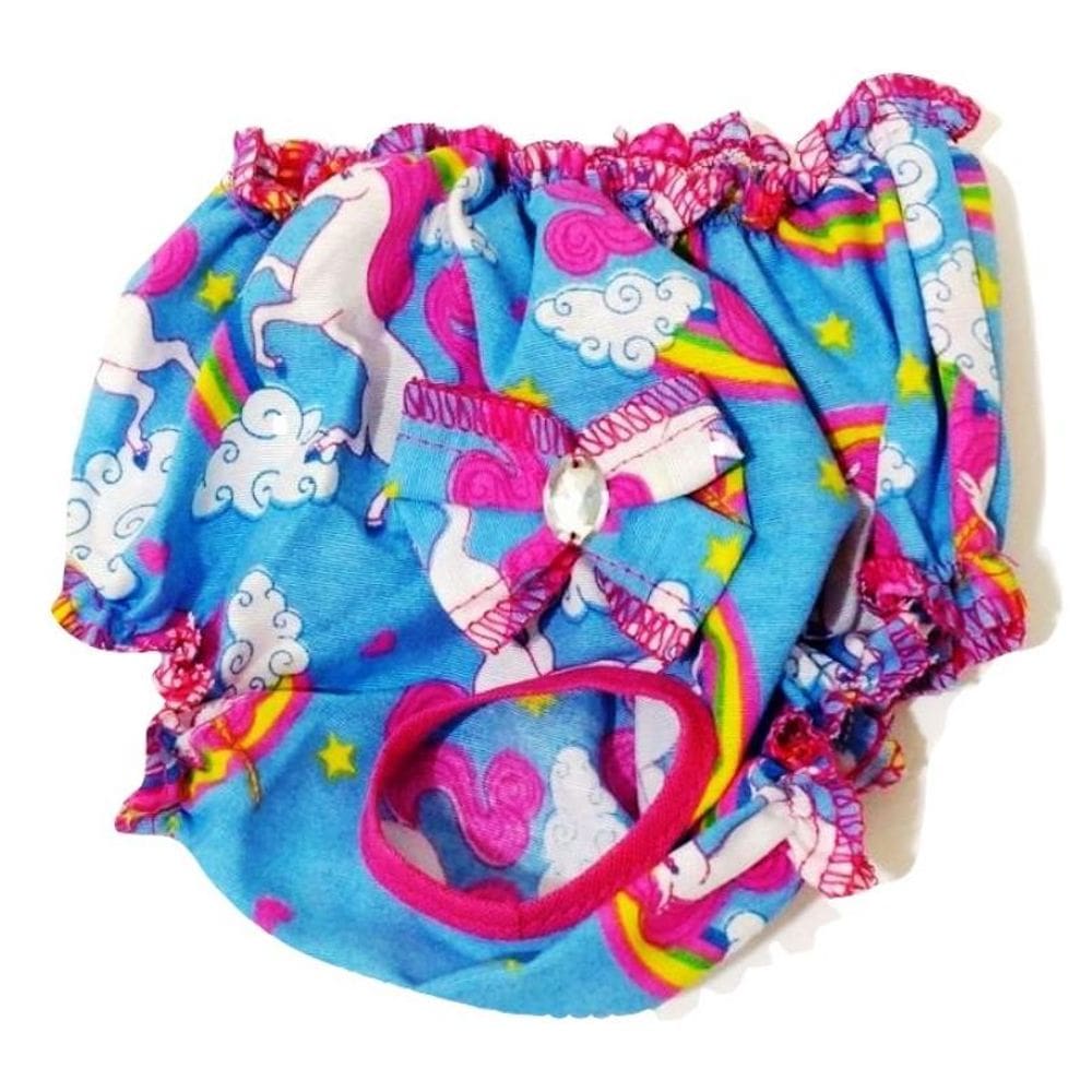 Calcinha de Tecido lacinho estampa unicórnio rosa tamanho P