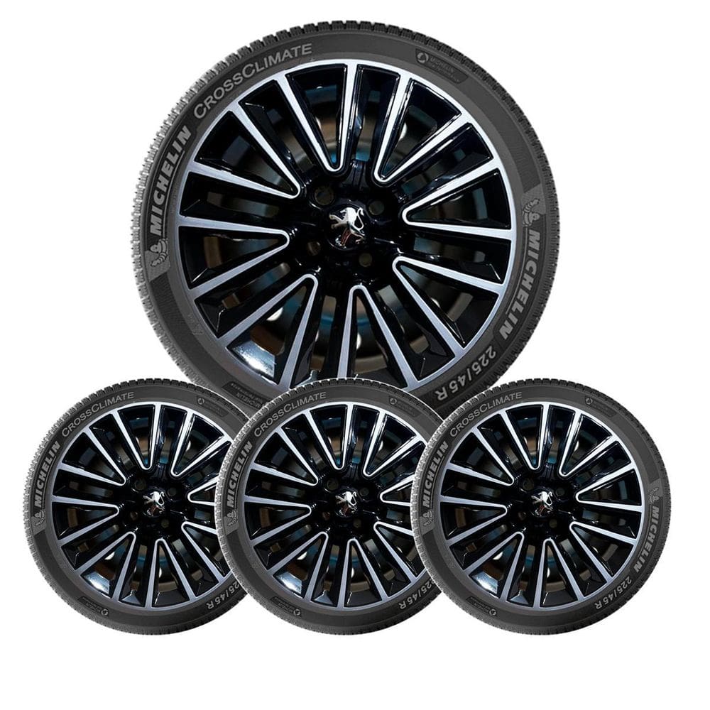 4X Calota Peugeot 208 E 2008  Todos  Aro 15 Prata/Blak Piano