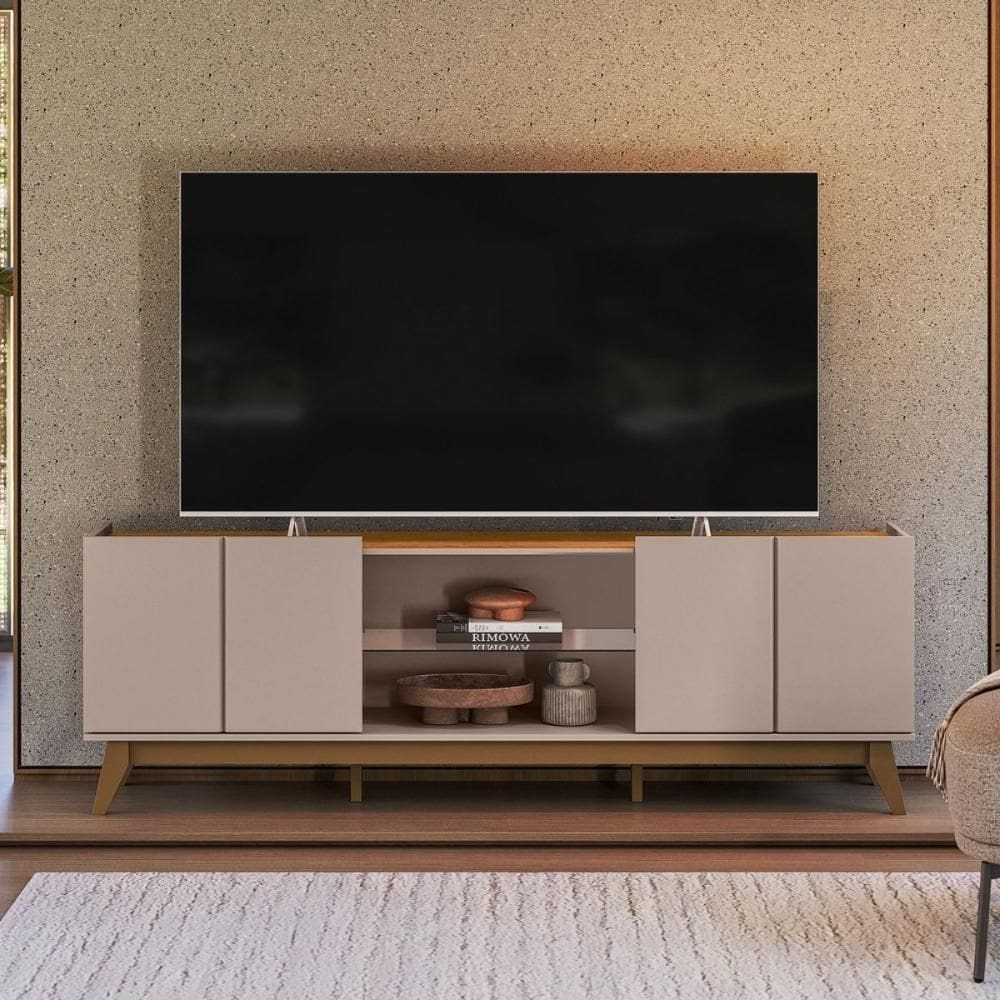 Rack Para TV Com 4 Portas E Nicho Central Para Sala