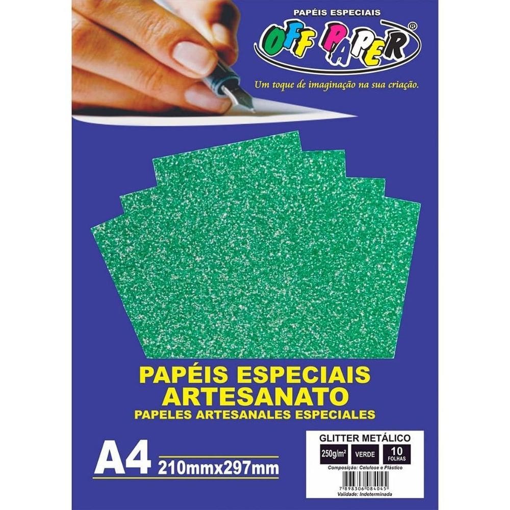 Papel Glitter A4 Metalizado 250G 10Fls Topodebolo - Verde
