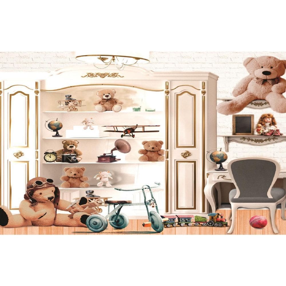 Fundo Fotográfico Em Tecido Ursinhos Pelúcia  2,60X1,50