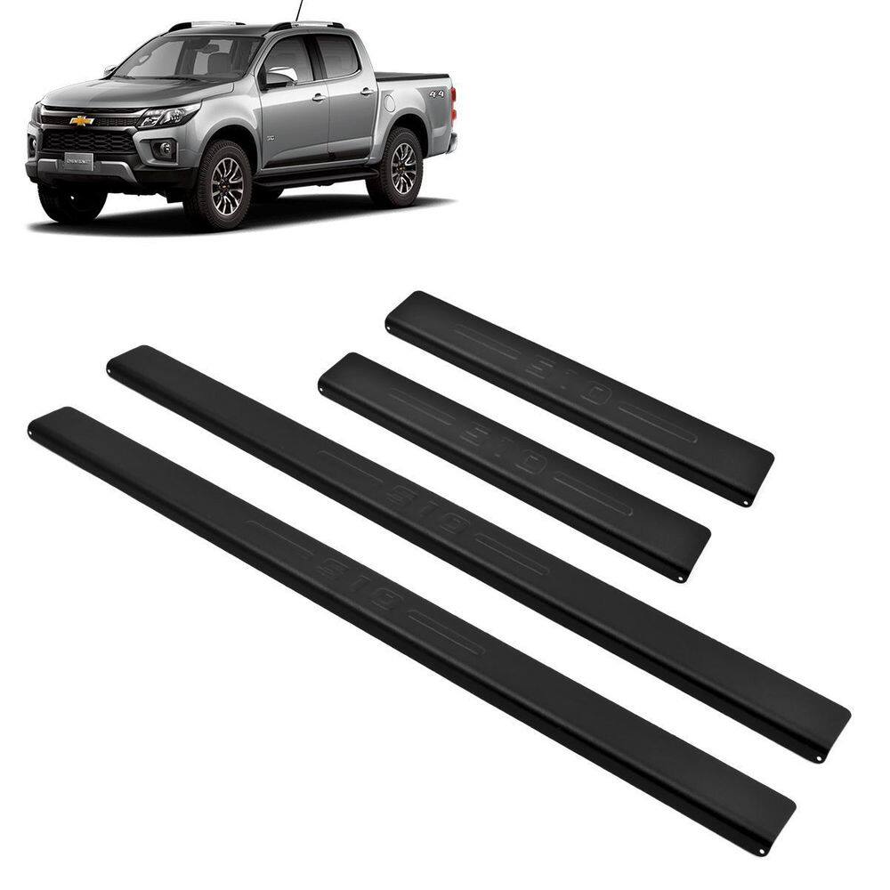 Soleira Aluminio Preta Brasikar S10 Dupla 2012-2023