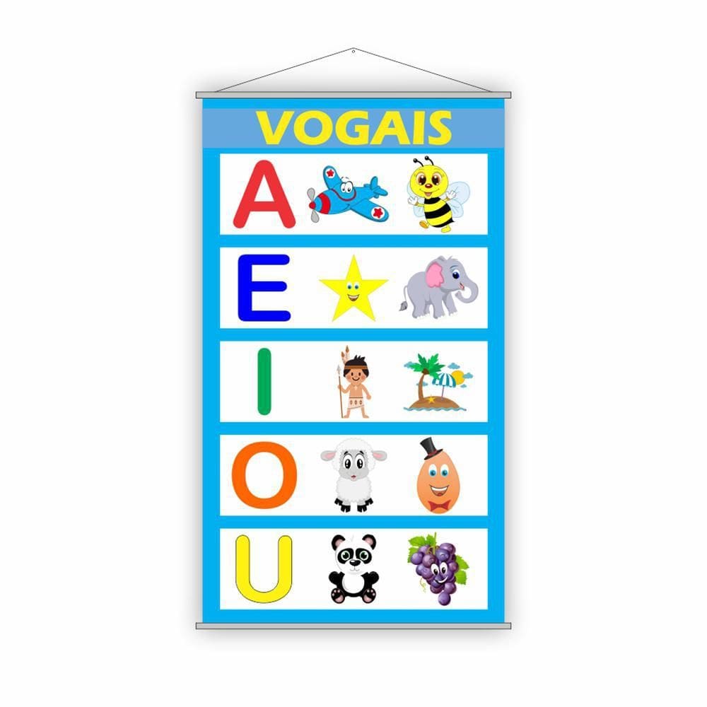 Banner Vogais Pedagógico Escolar -  120X65Cm