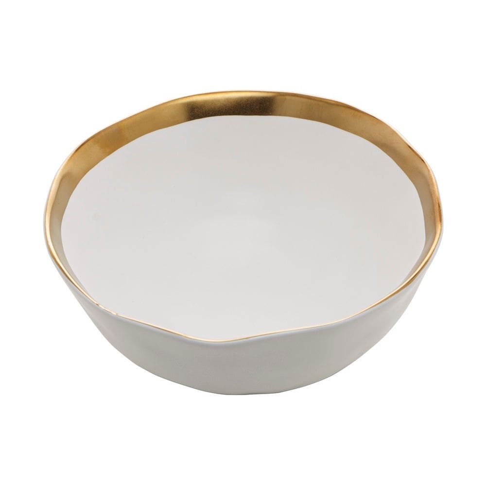 Bowl Cumbuca de Porcelana Branco/Dourado Dubai 500ml 15x7cm Wolff