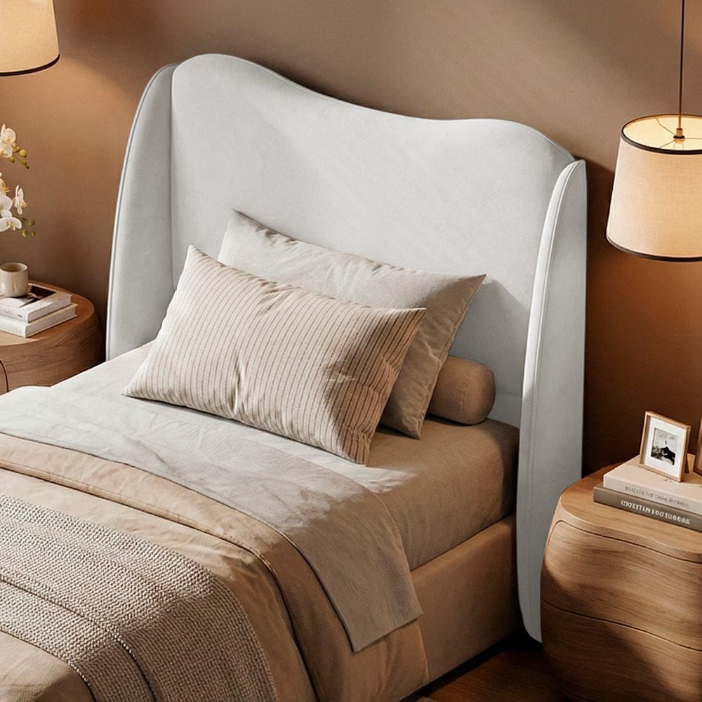 Cabeceira Orgânica Para Cama Box Viúva Luma 120cm Bouclê Branco - Desk Design