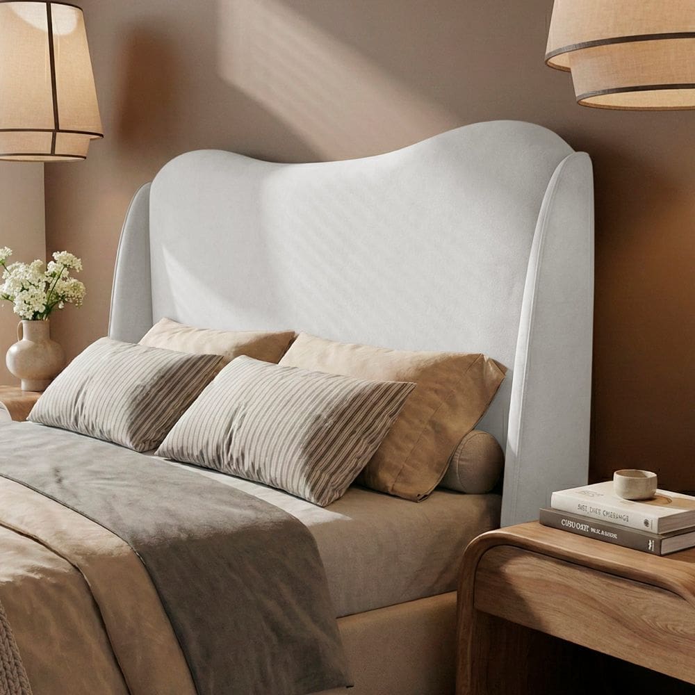 Cabeceira Orgânica Para Cama Box Casal Padrão Luma 140cm Bouclê Branco - Desk Design