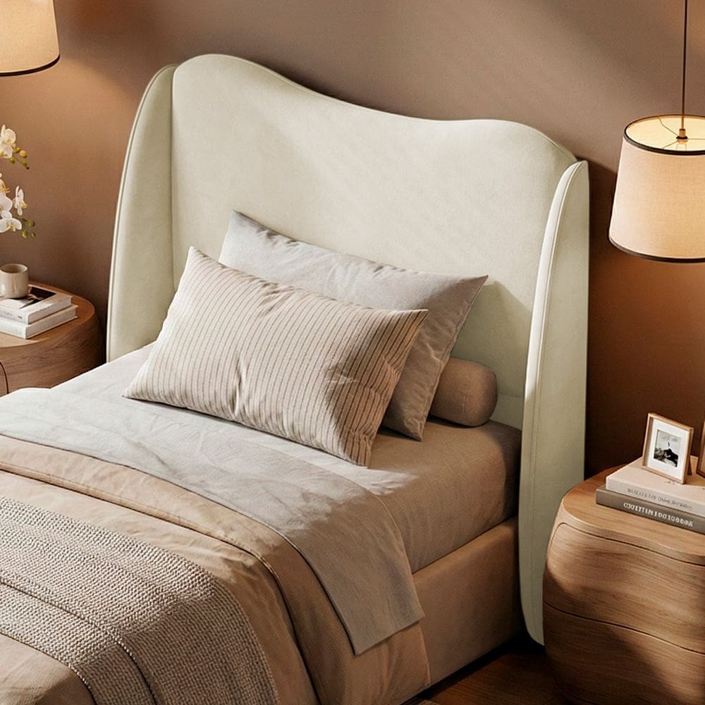 Cabeceira Orgânica Para Cama Box Viúva Luma 120cm Bouclê Bege - Desk Design