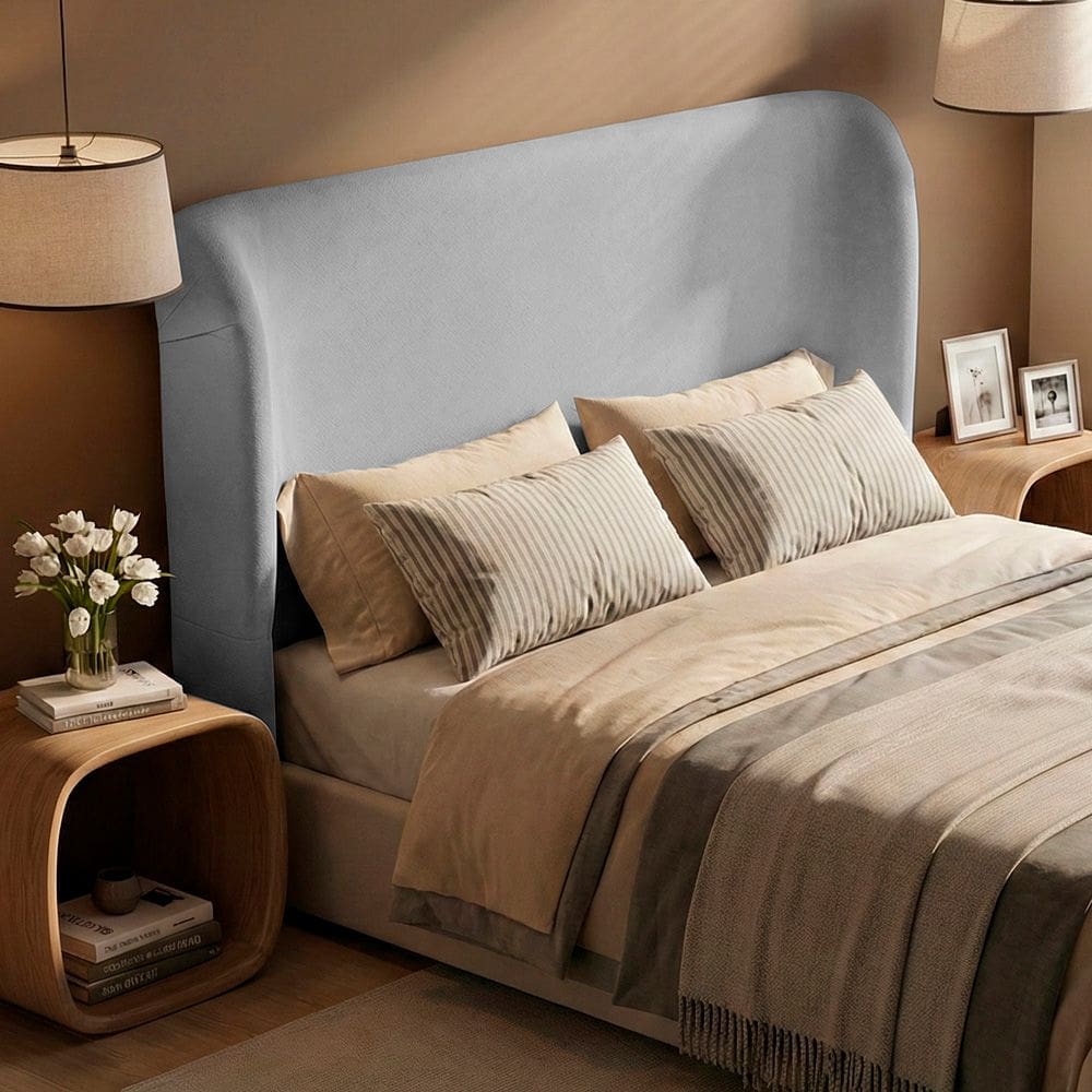 Cabeceira Para Cama Box Queen Size Liah 160cm Chenille Bouclê Prata - Desk Design