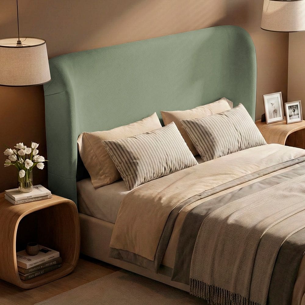 Cabeceira Para Cama Box Casal Padrão Liah 140cm Bouclê Verde Menta - Desk Design