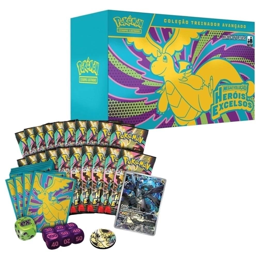 Box Treinador Avançado Pokemon Megaevolução 2.5 Herois Excelsos Copag 121 Cartas