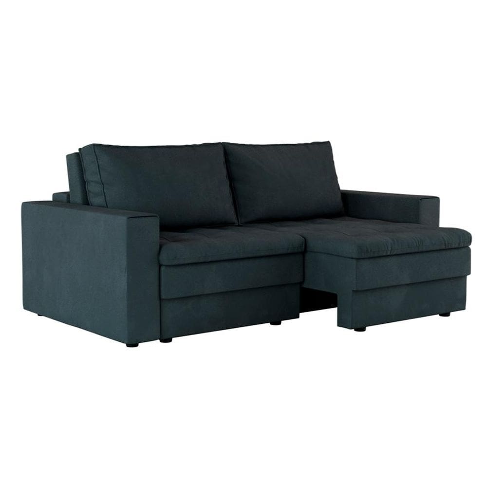 Sofá 3 Lugares Retrátil Berna Suede Grafite 210 cm