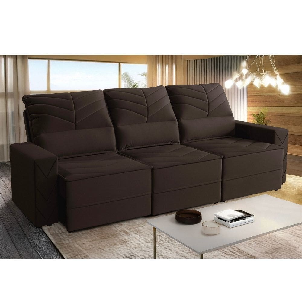 Sofa 3 Lugares Retratil Reclinavel 200cm Veludo Malta Requinte