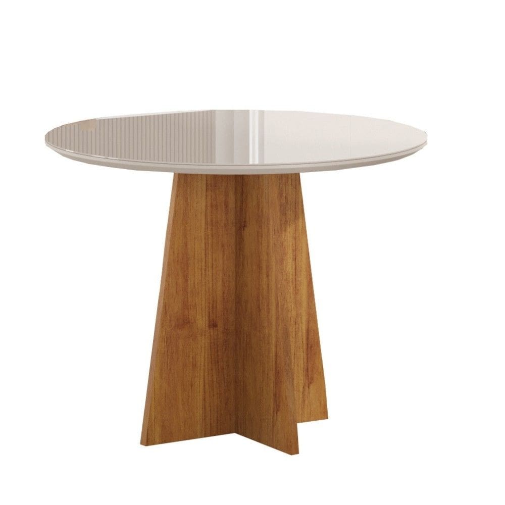 Mesa de Jantar Redonda 90cm com Tampo de Vidro Celeste Viero