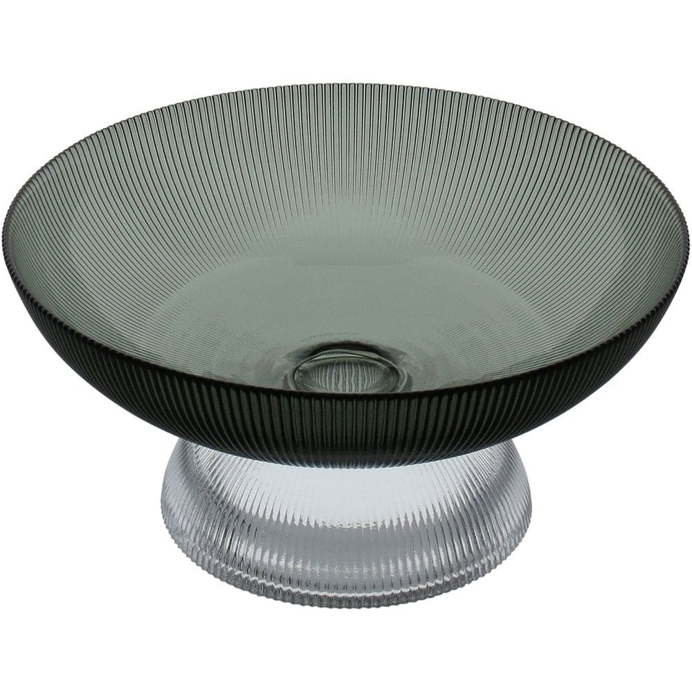 CENTRO DE MESA FRUTEIRA HOME&CO COM PÉ VIDRO 12x25x25cm FUMÊ