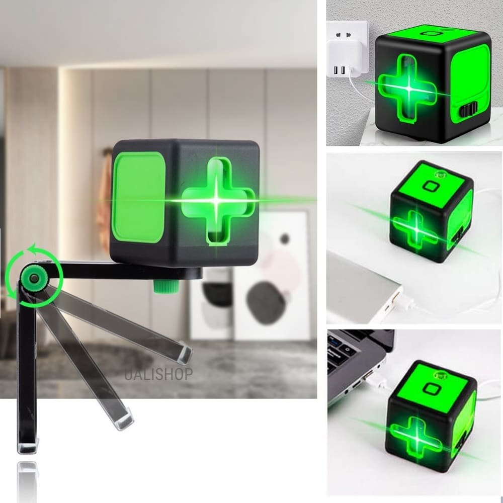 Nível Laser Profissional Verde 20 Metros Autonivelante Linha Cruz 120° Precisão 1.5mm Bateria Recarregável Tipo C Suporte Magnético Construção