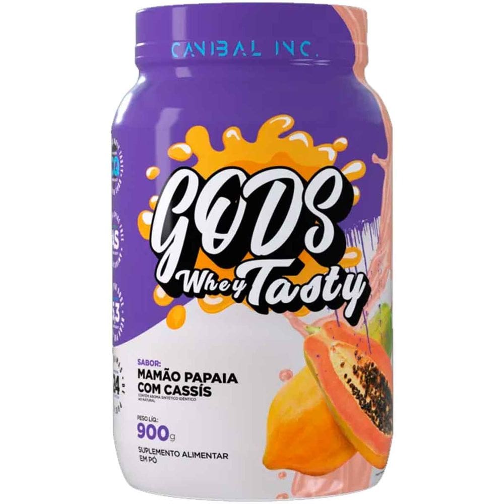 Gods Whey Tasty 3W Canibal Proteína 900g Sabor Mamão Papaia