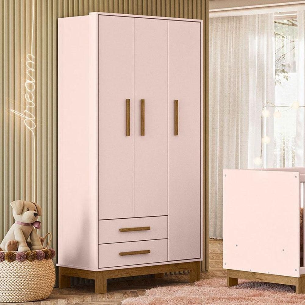 Guarda Roupa Infantil Q Slim 4340 Rosa Acetinado Ambiente - Qmovi