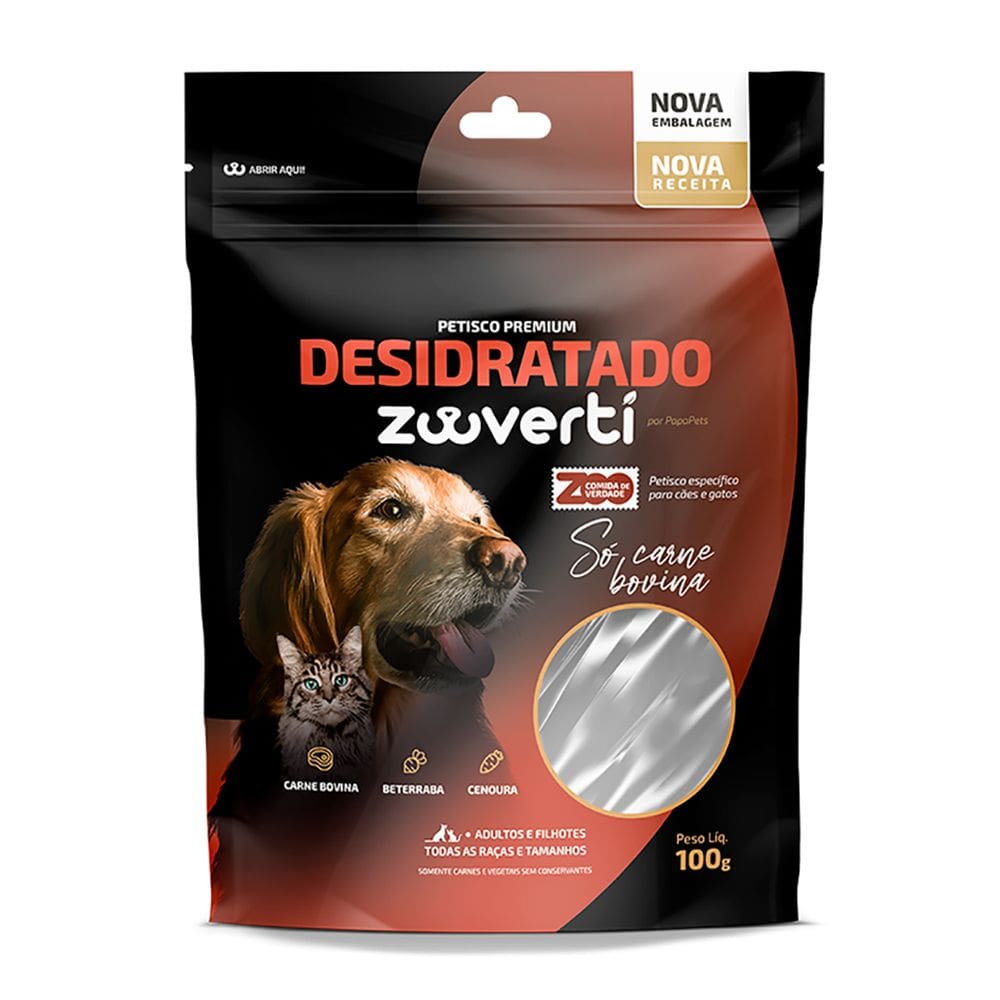Snack Papapets Desidratado para Cães Carne Bovina 100g
