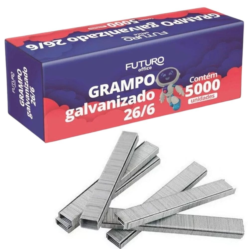Grampo Galvanizado 26/6 - Grampos para Grampeador  Com 5000 Unidades  - PANAMI