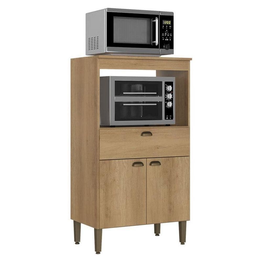 Balcão 2 Fornos 70 Cm 2 Portas E 1 Gaveta Moderna Capuccino Off White -thb