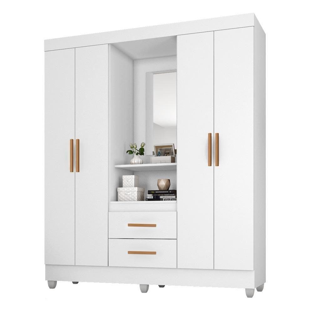 Guarda Roupa Casal Capela Branco Brilho - Móveis Leão