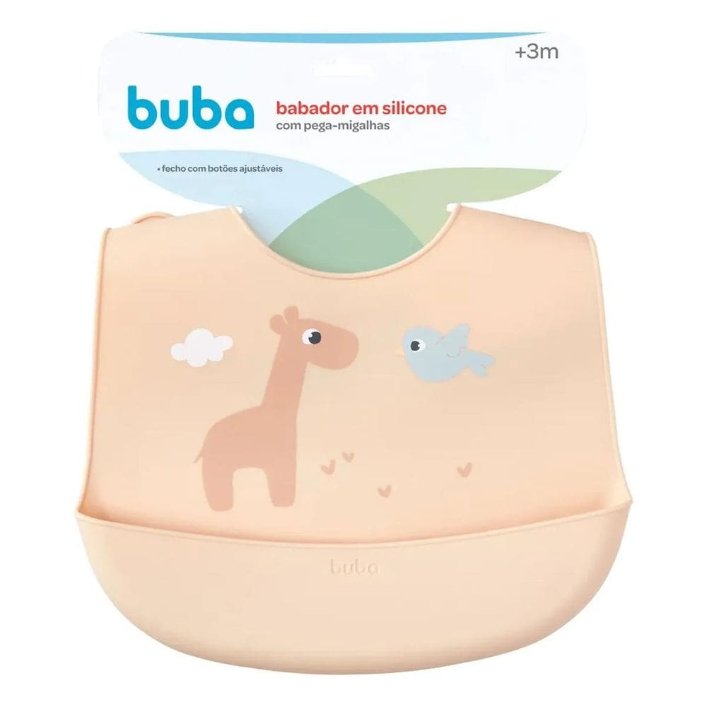 Babador de Silicone Buba Com Pega Migalhas Cloudy Girafa