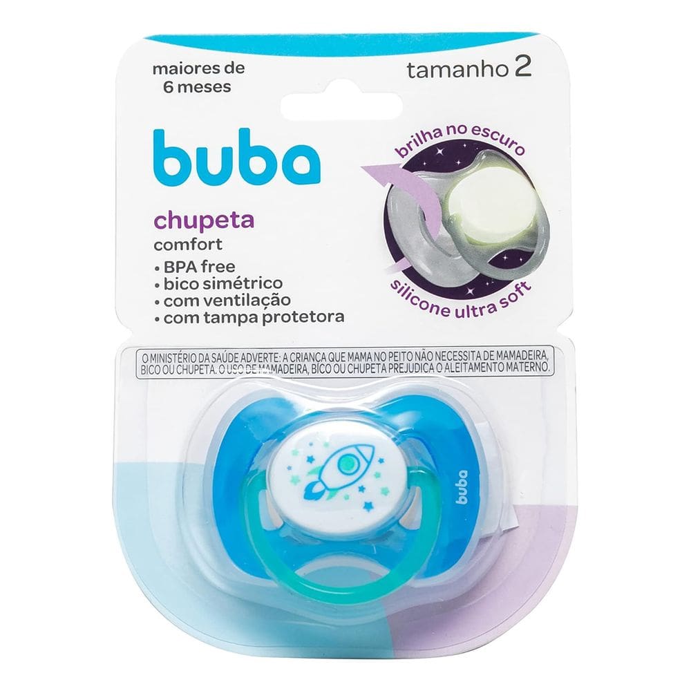 Chupeta Buba Confort Tamanho 2 Noturna Foguete