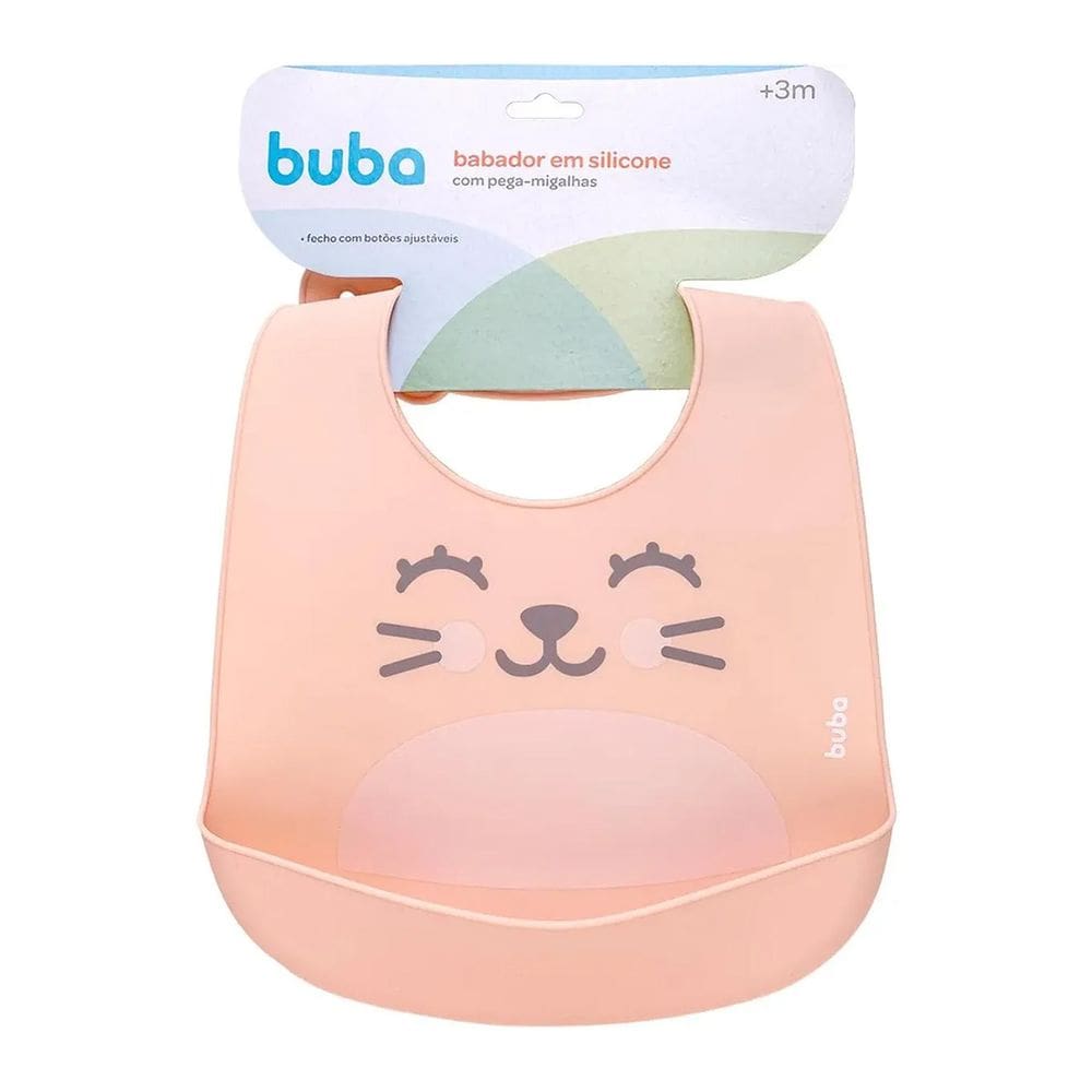 Babador Silicone Buba Impermeável Pega Migalhas Gumy Pêssego