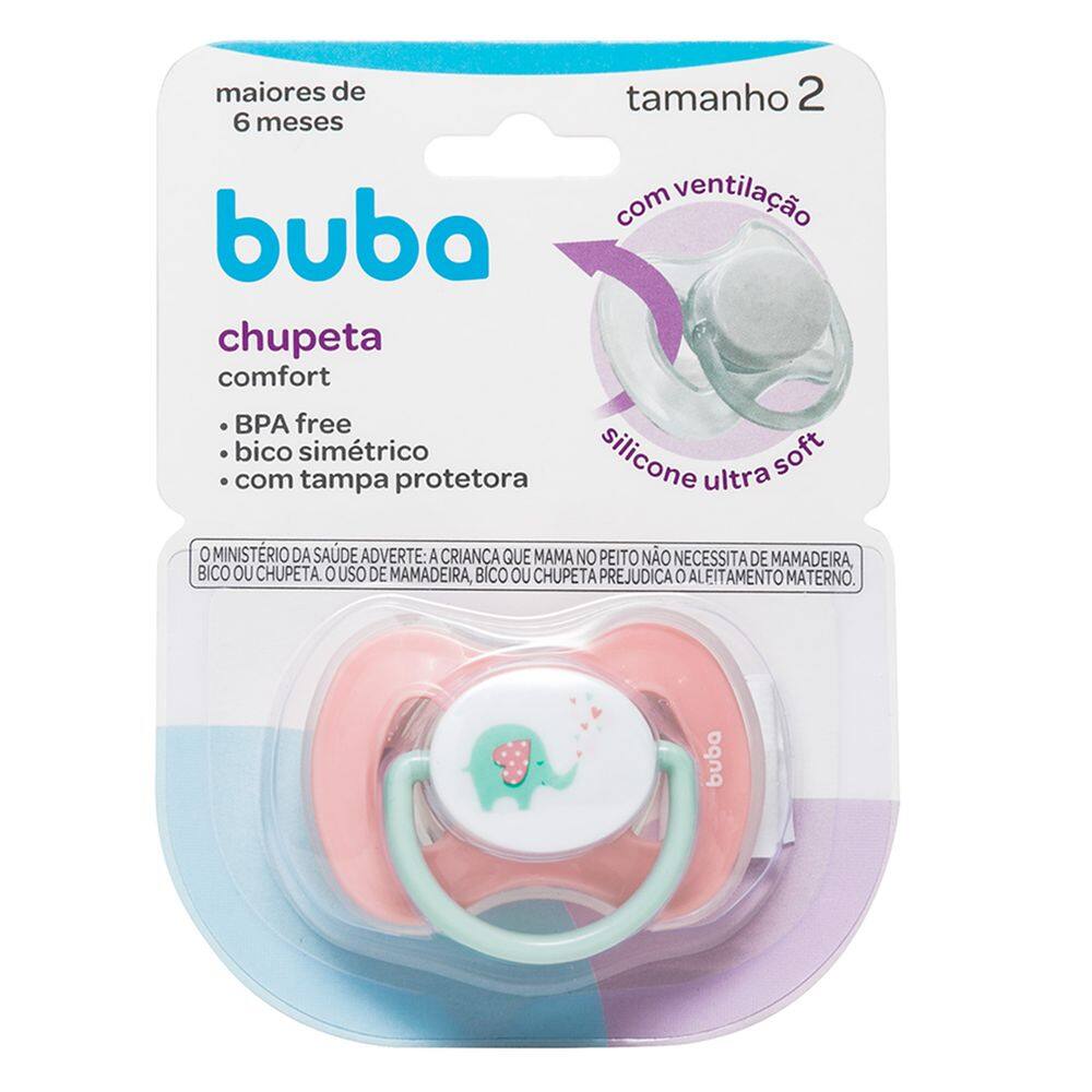 Chupeta Buba Confort Tamanho 2 Elefantinho Rosa