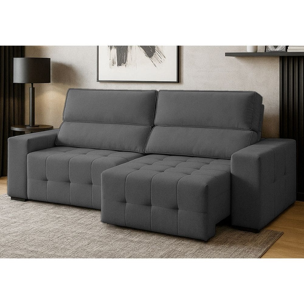 Sofa 4 Lugares Retratil Reclinavel 280cm Veludo Village Ferguile