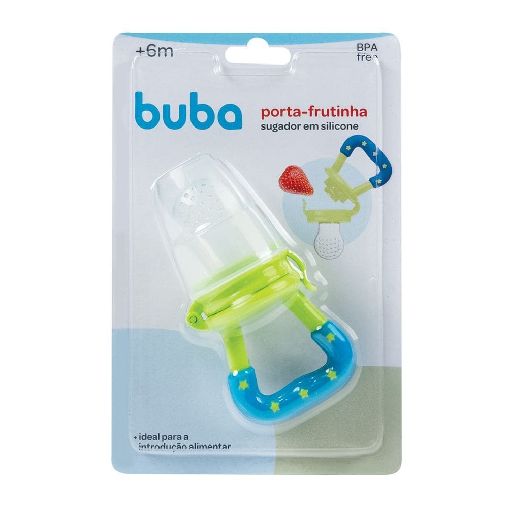 Porta Frutinha Alimentadora Silicone Azul Buba Menino