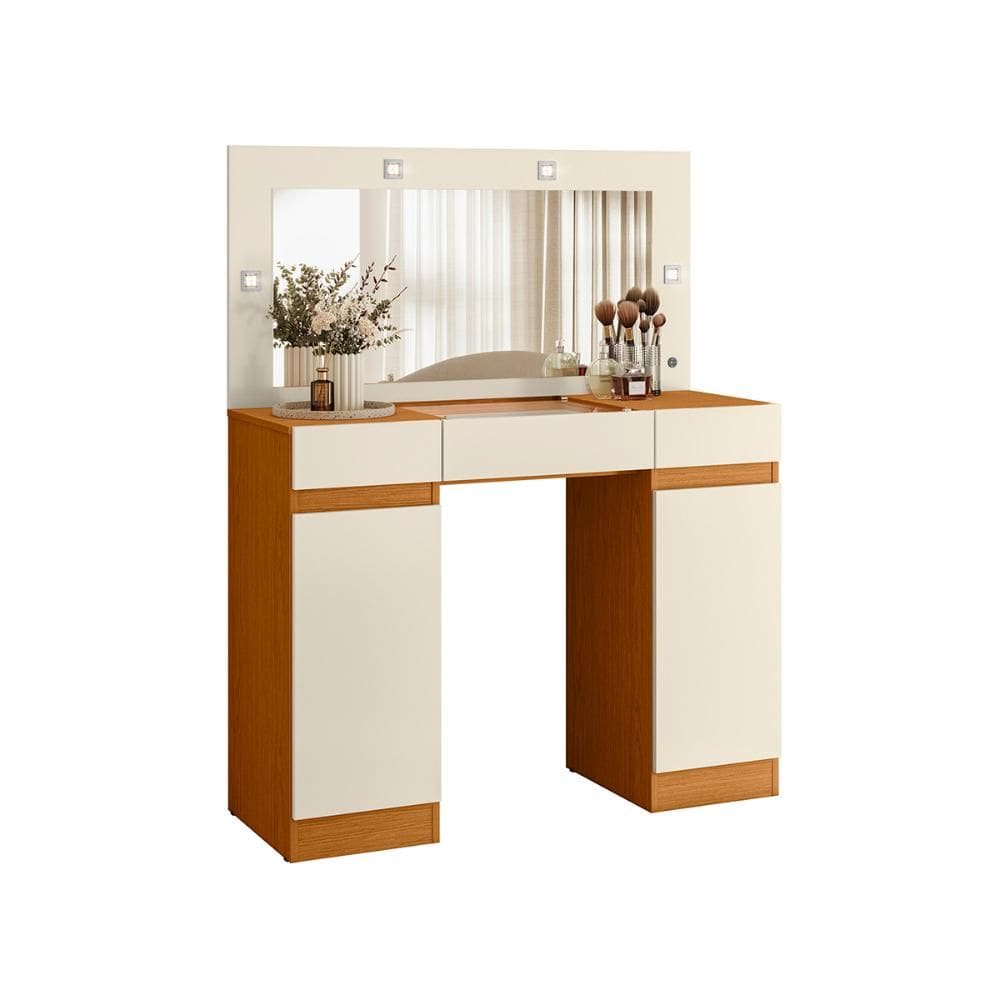 Penteadeira Camarim Studio Com Luz de Led 2 Portas 3 Gavetas