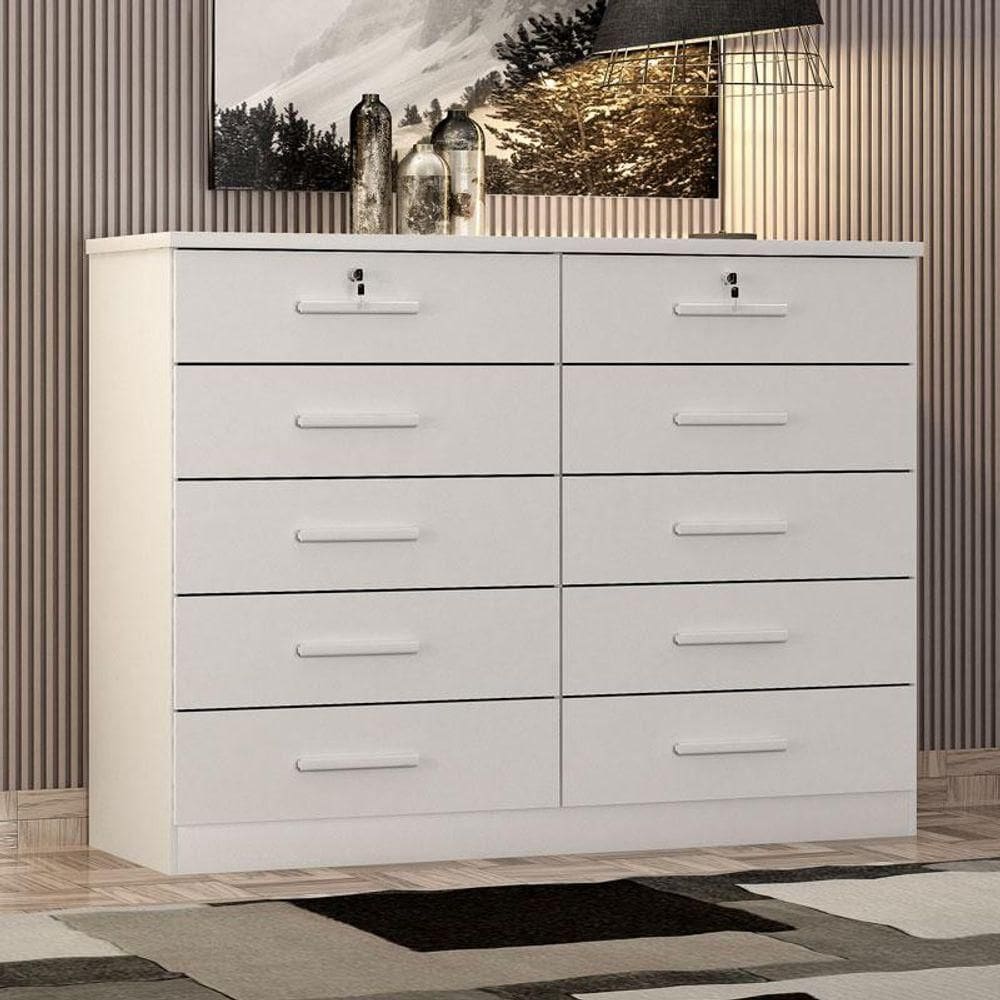 Cômoda Gaveteiro Ambiente Milão Com Chave Neve - Horizonte