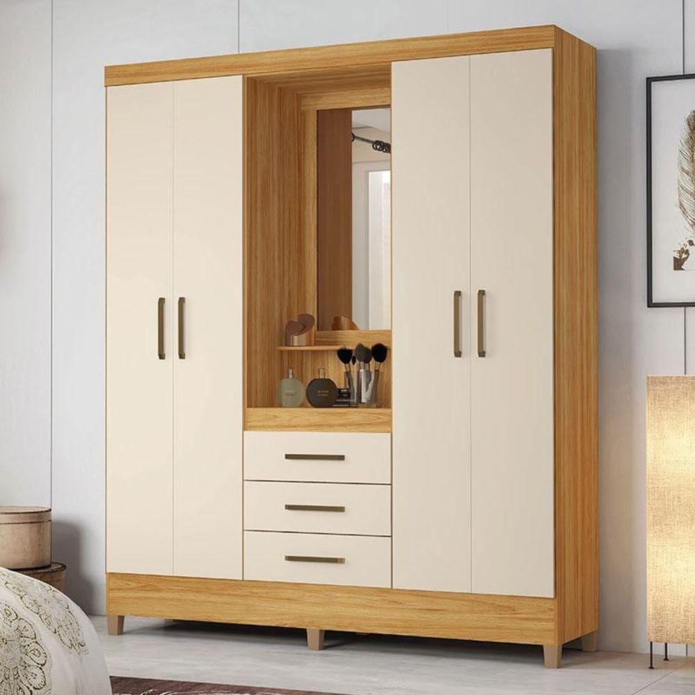 Guarda Roupa Casal Ambiente Capelinha Pérsia Cinamon Touch Off White - Demóbile