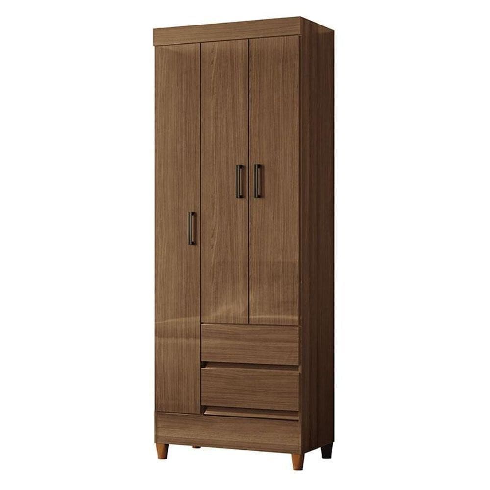 Guarda Roupa Solteiro 3 Portas Com Pés Fit Jequitibá Acetinado - Santos Andirá