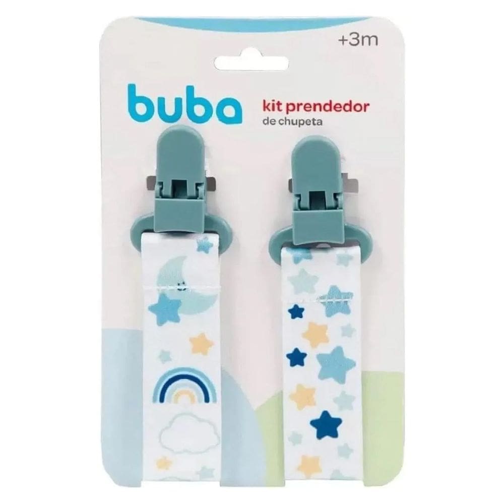 Kit 2 Prendedores de Chupeta Buba Estrelas Azul