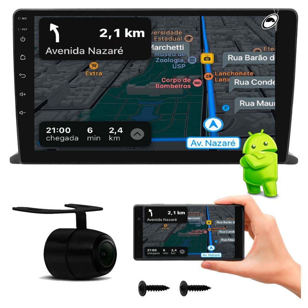 Multimidia 9” Android Grand Siena 2012 a 2021 Android Auto Car Play + Câmera Ré