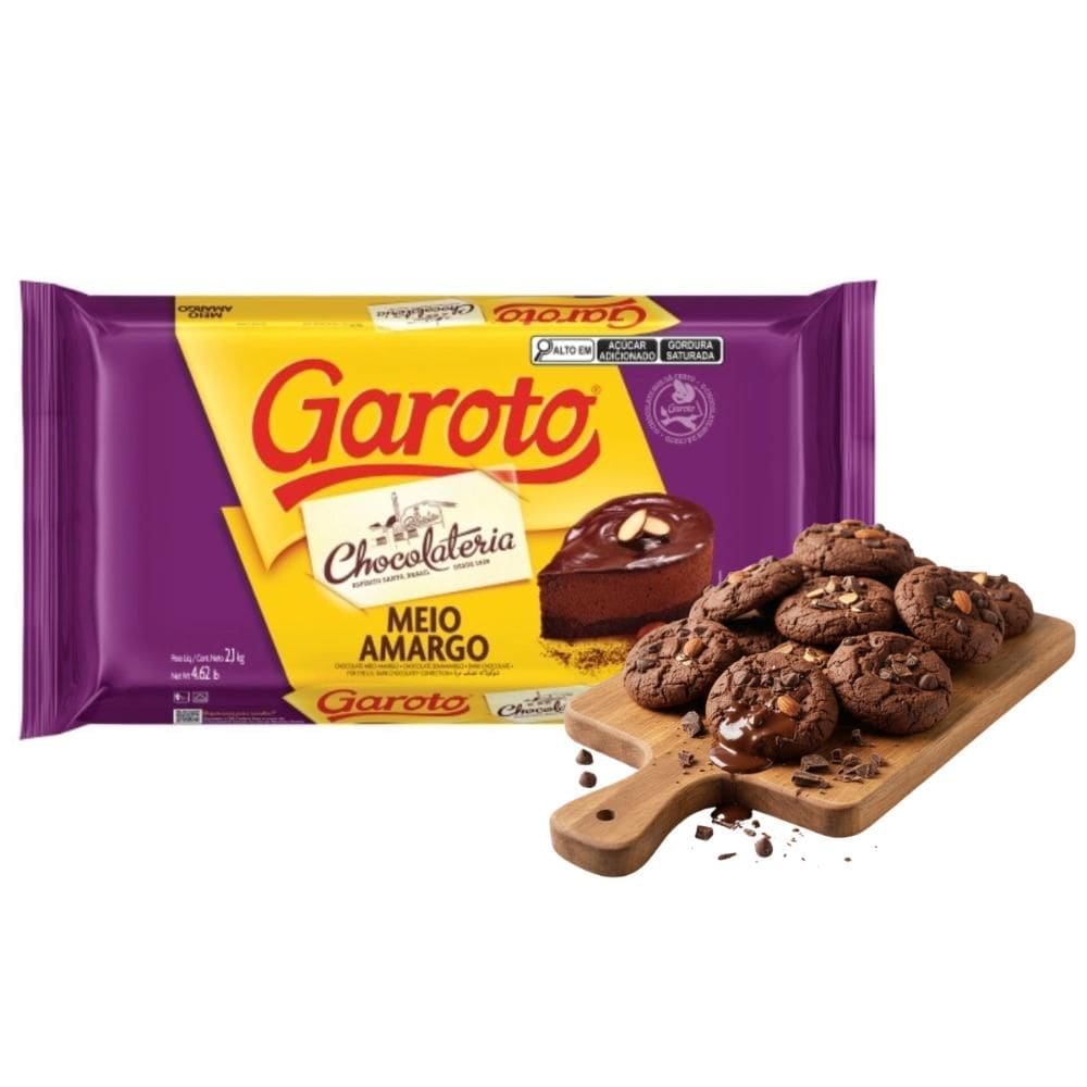 Barra de Chocolate Meio Amargo Para Cobertura 2,1 KG Profissional Garoto