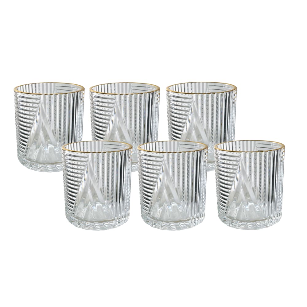 Jogo De 6 Copos De Vidro Com Borda Dourada Imperial 320Ml