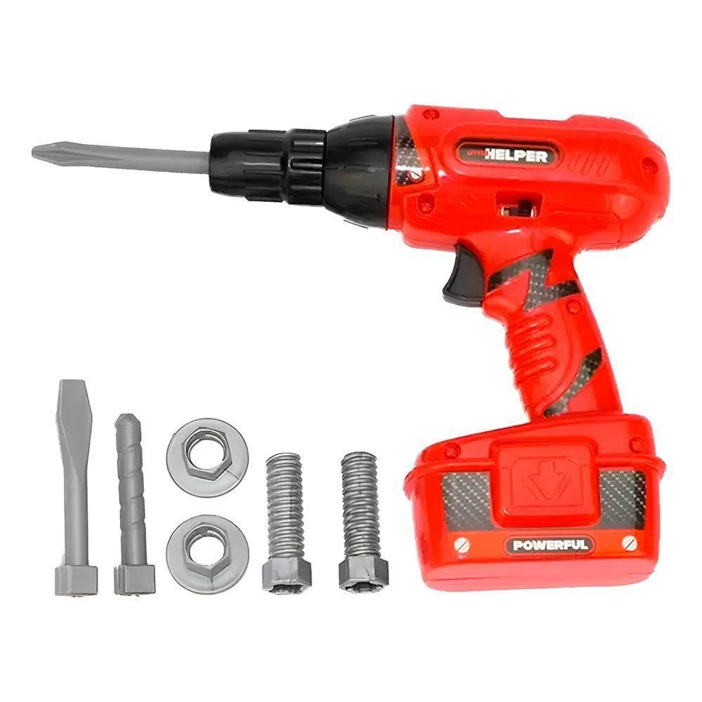 Parafusadeira De Brinquedo Infantil Com Acessórios – Kit De Construção Educativo +3 Anos Ferramenta Criança