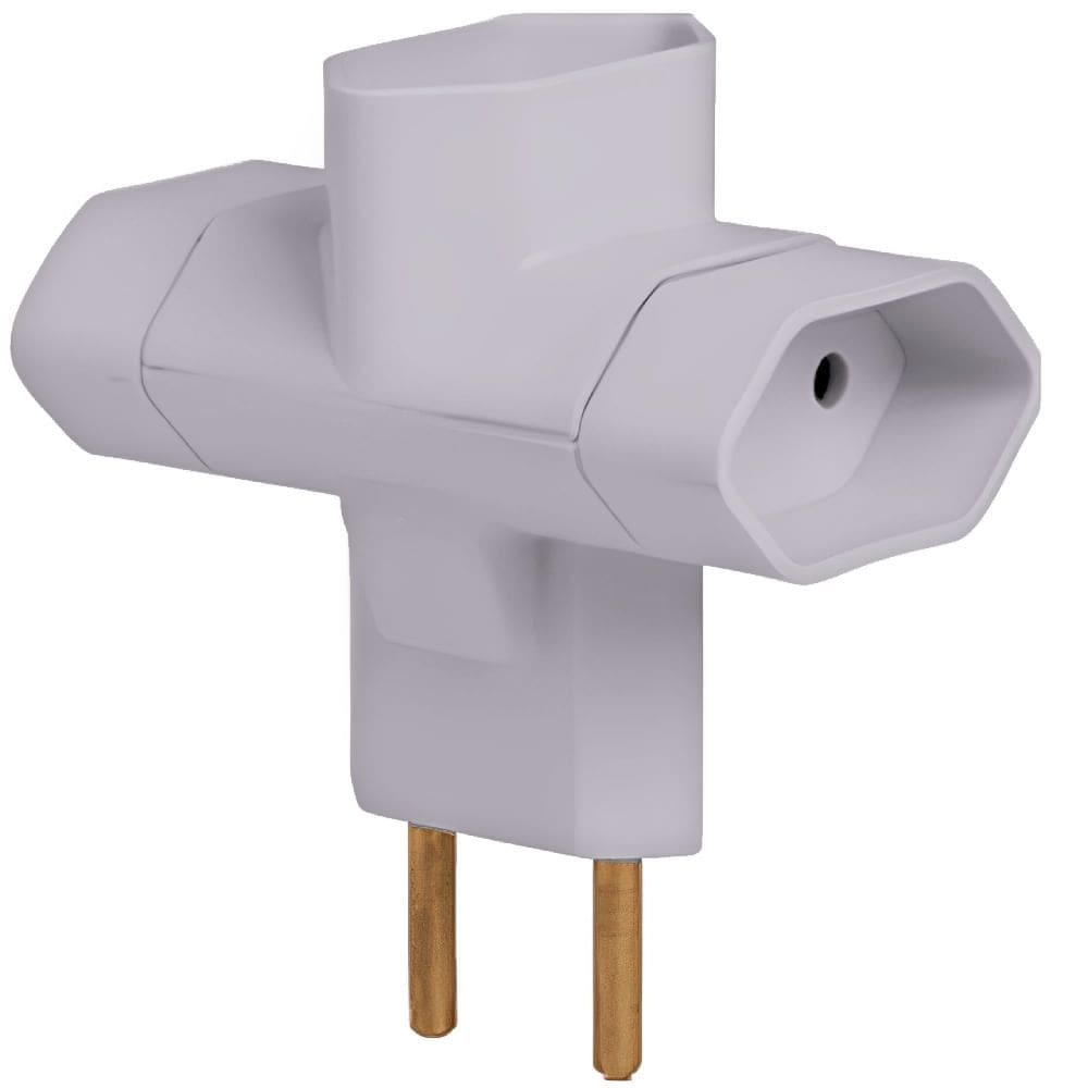 Pino Bipolar 3 Saídas Tipo “T” 2P 10A 250Volts Cinza - 1213 - ILUMI