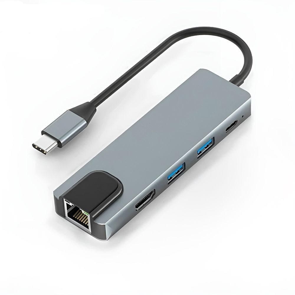 Hub Usb C 5 Em 1 Adaptador Informática Computador Dados