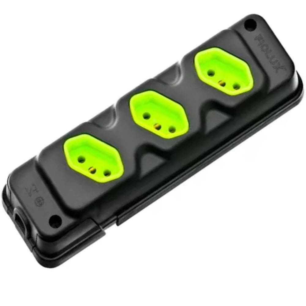 Tomada Em Barra Robust 3T 2P+T 20A Preto Com Verde - 28310300117 - FIOLUX