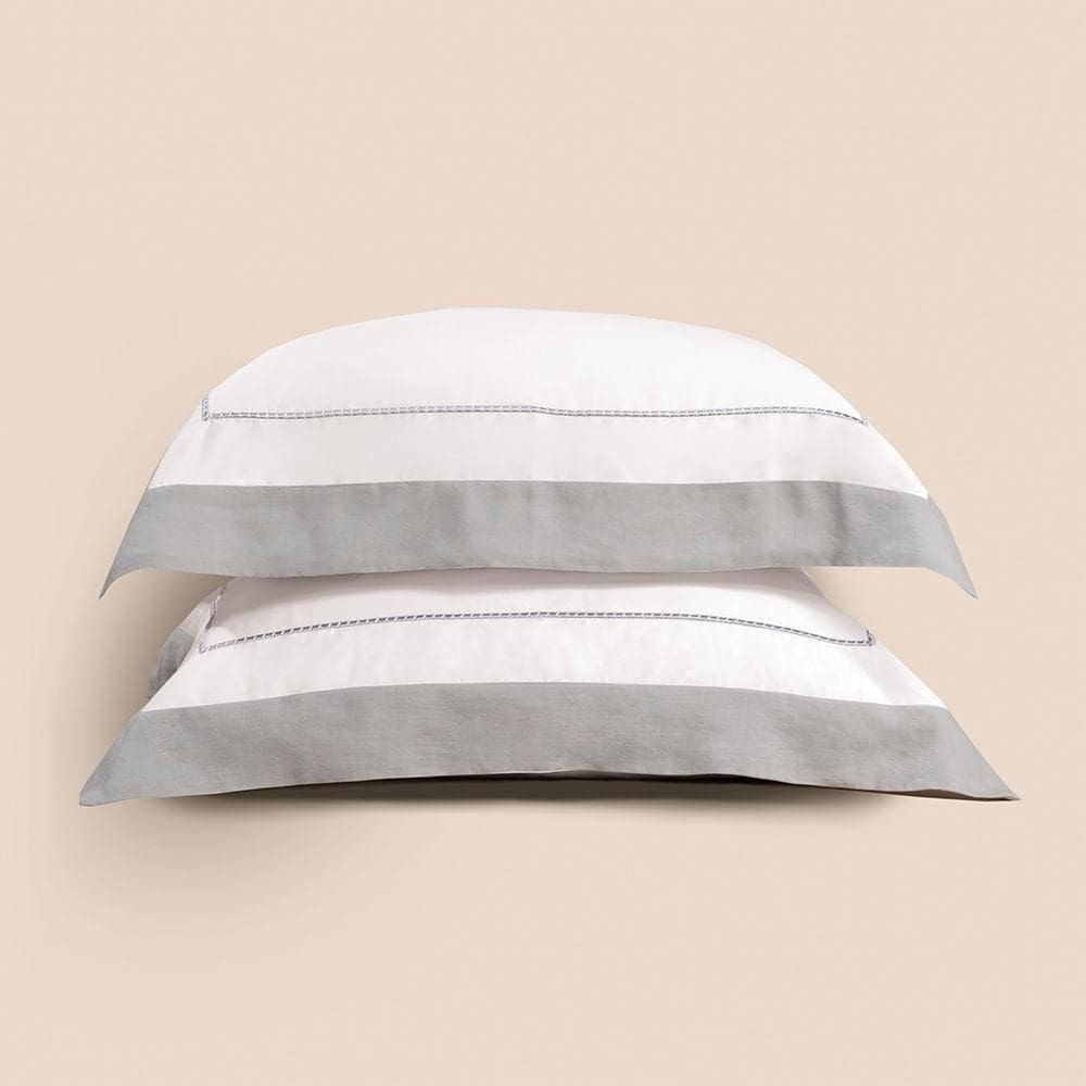 Jogo De Fronhas Altenburg Haus Algodão Egípcio E Linho Supremo Cinza Boho