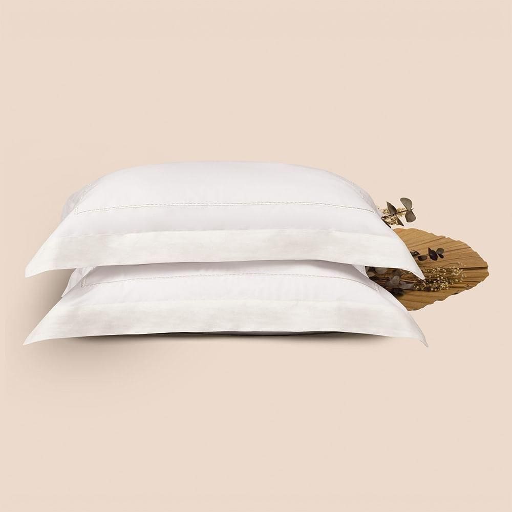 Jogo De Fronhas Altenburg Haus Algodão Egípcio E Linho Supremo Branco 50cm X 90cm